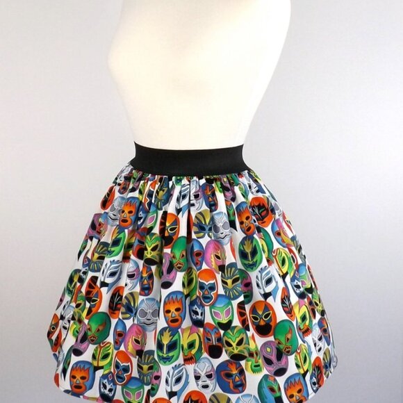 Lucha Libre Masks A-line Elastic Skirt - Picture 3 of 4